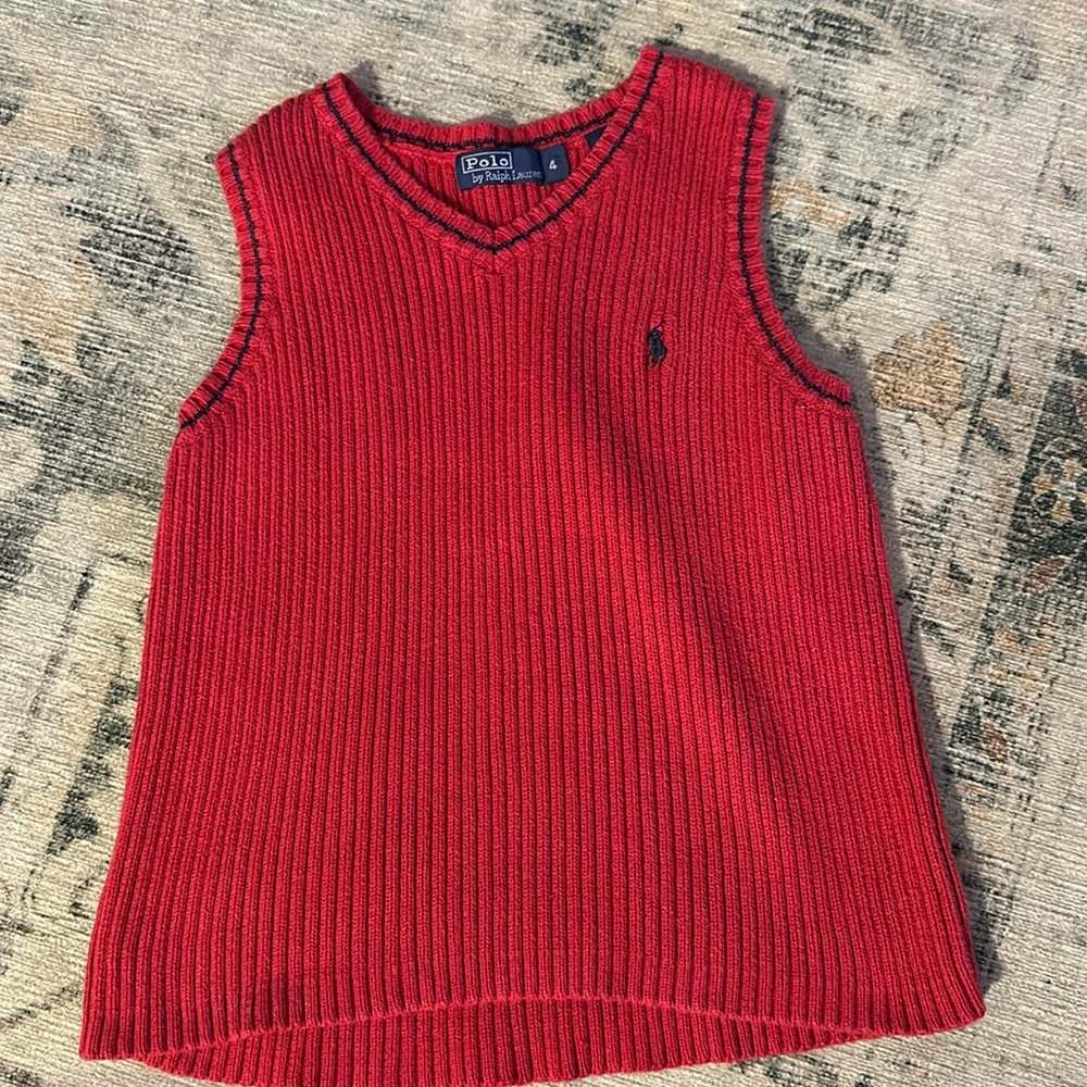 Red polo by Ralph Lauren  sweater vest 4t